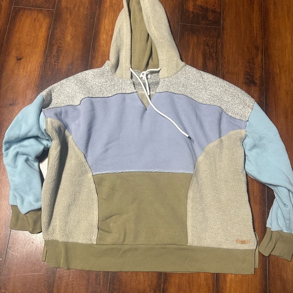 BKE Tan and Gray Hoodie colorblock